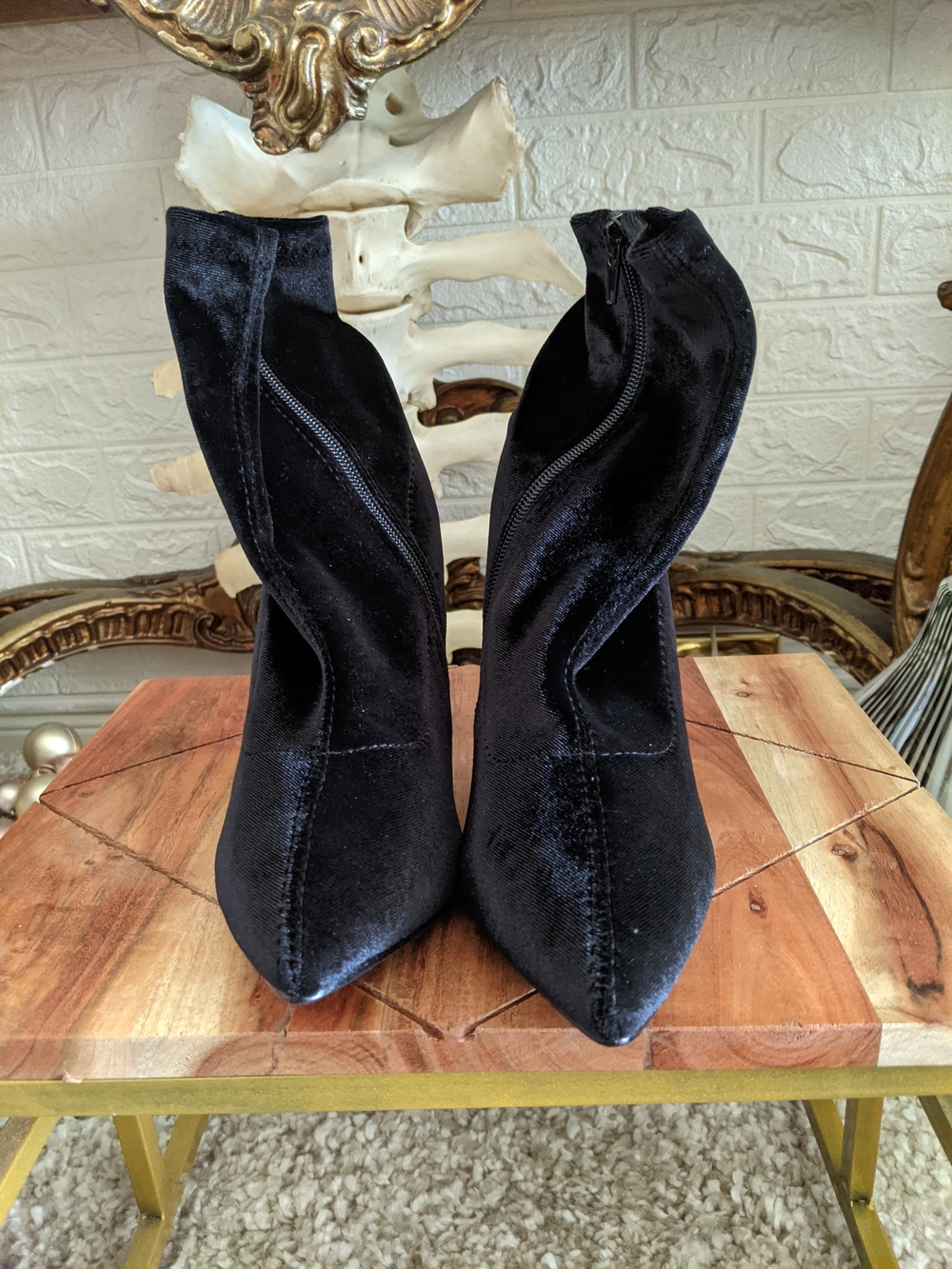 Le Chateau Black Velvet Pointed-Toe Women's Ankle Boots